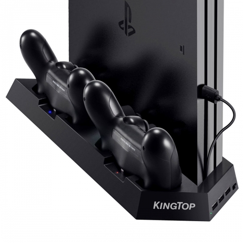 [AKTUALISIERTE Ladestation für vertikales Stativ für PS4 / PS4 Pro / PS4 Slim] KINGTOP PS4 / PS4 Pro / PS4 Slim-Ladestation mit zwei Controllern und L
