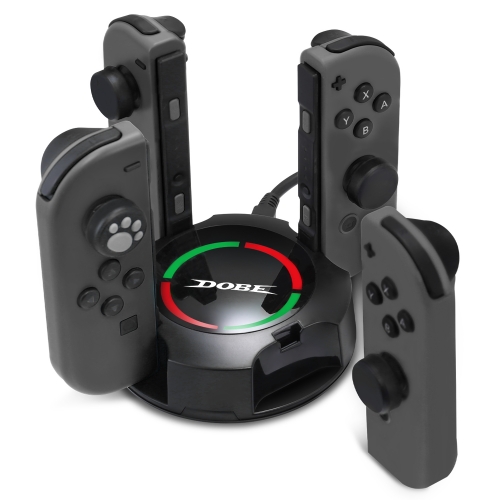 KINGTOP Tragbare Ladestation für Nintendo Switch Joy-Con Controller mit individueller LED-Anzeige und Typ-C-USB-Kabel